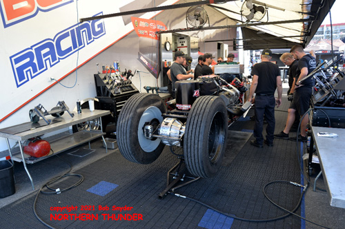 Top Alcohol Dragster with snow tires